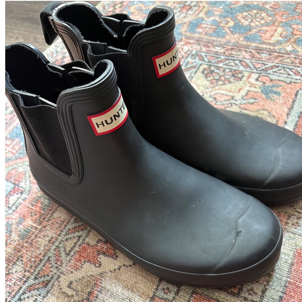 Hunter Original Chelsea Boots Womens Black Waterproof Rubber Rain Boots | Sz 8 - Picture 4 of 8